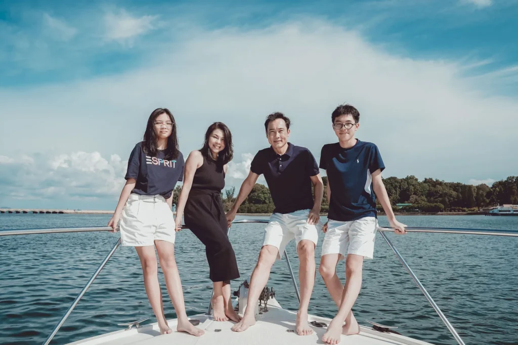 Family day out on a Sea Friends yacht in Singapore